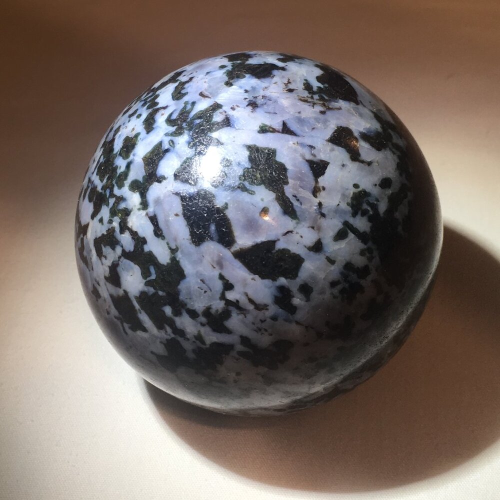 Indigo Gabbro (aka Mystic Merlinite) Sphere with flashes!